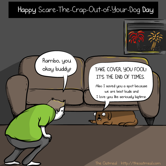 The Oatmeal 4th of July Dog Cartoon