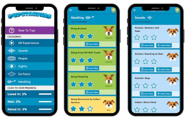 Pupstanding app screens