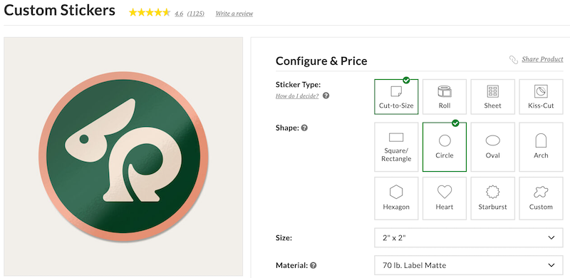 Uprinting custom sticker ordering